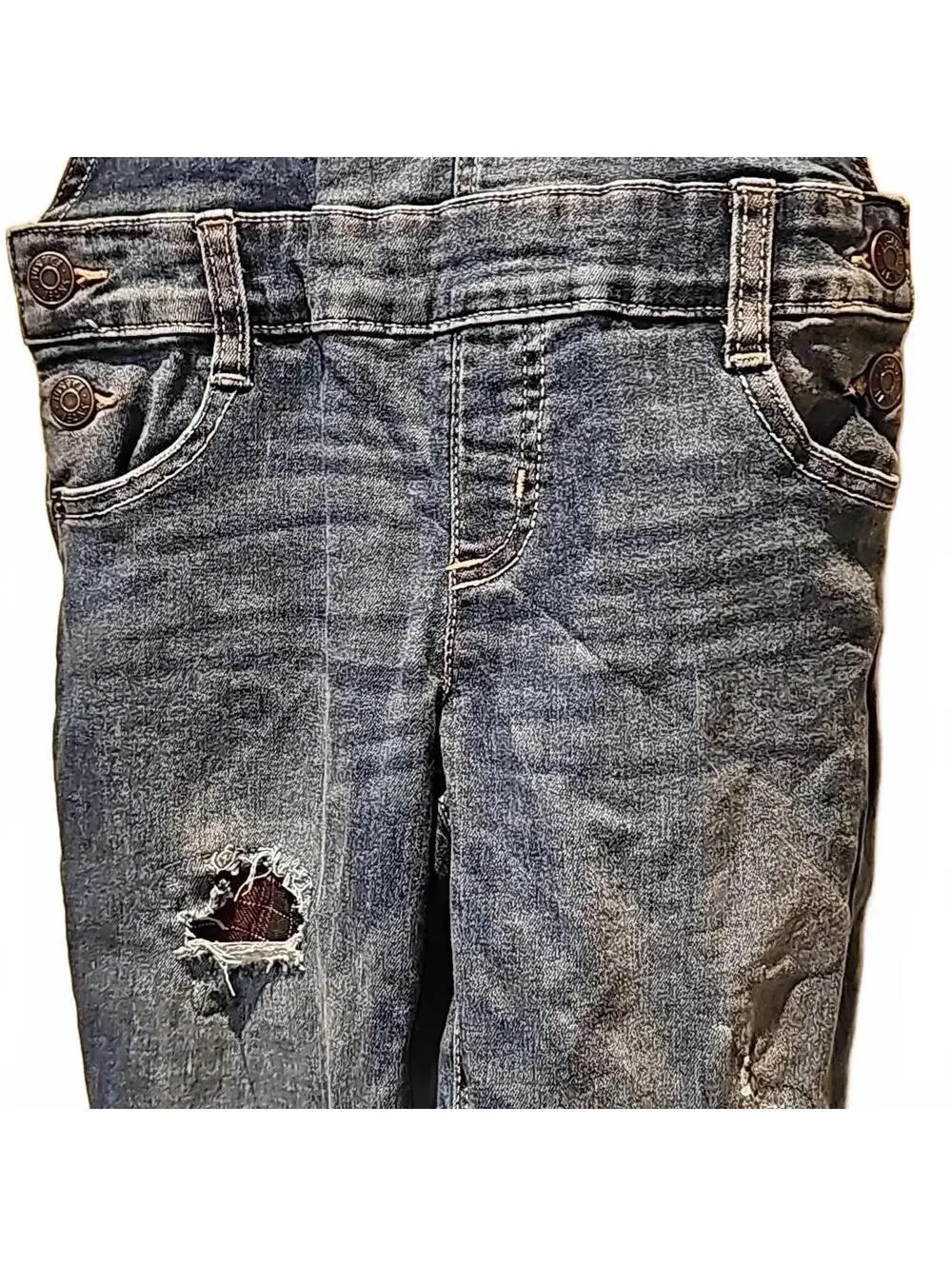 Justice overalls with patched rips size 8